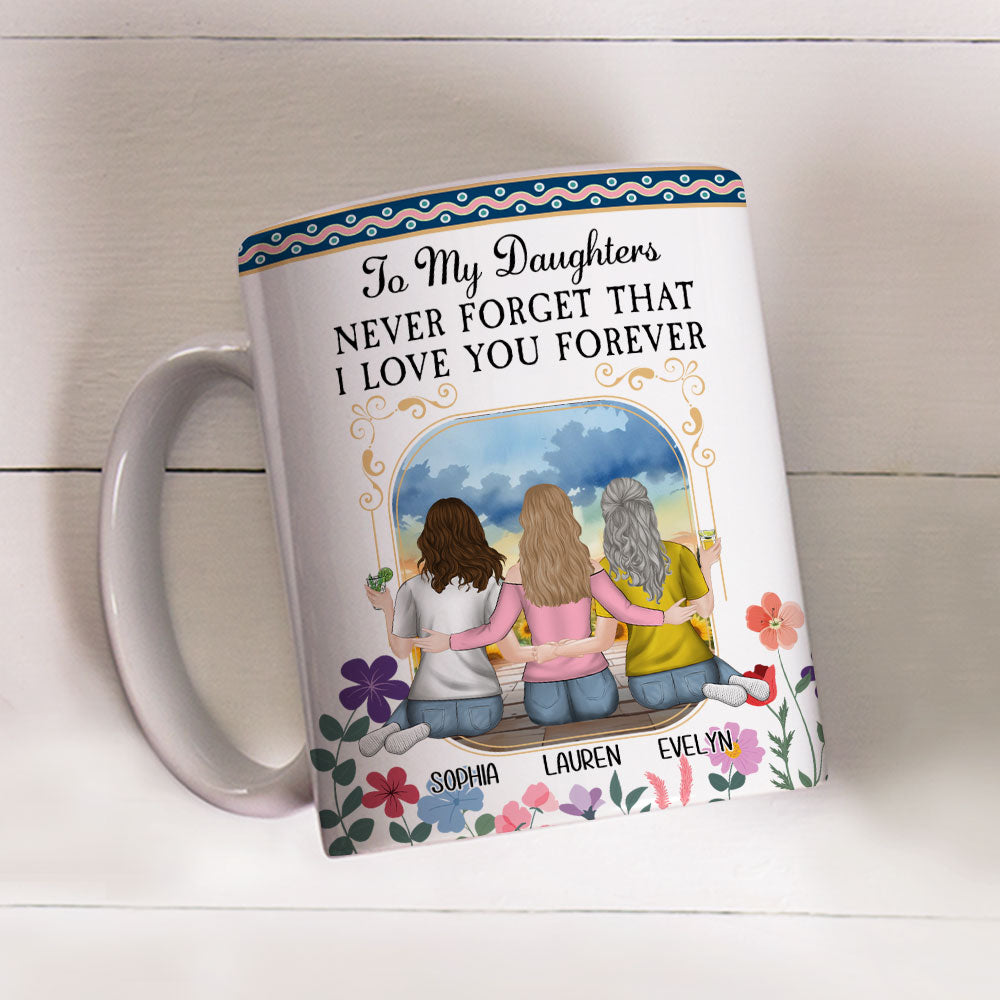 The Love Between A Mother And Daughters - Personalized Custom Coffee Mug