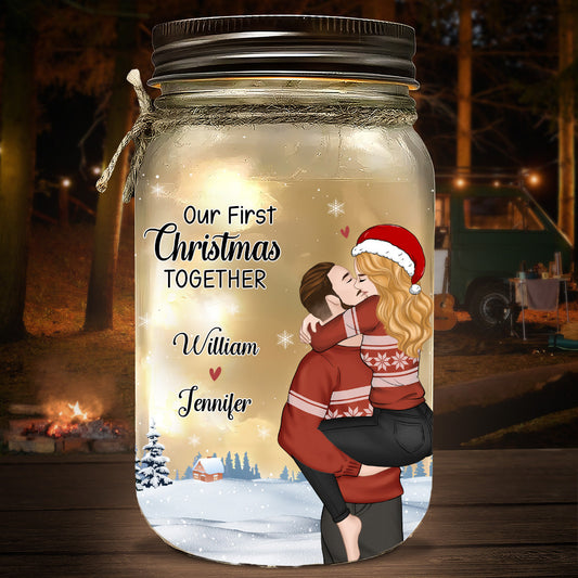 Happy First Christmas - Personalized Custom Mason Jar Light