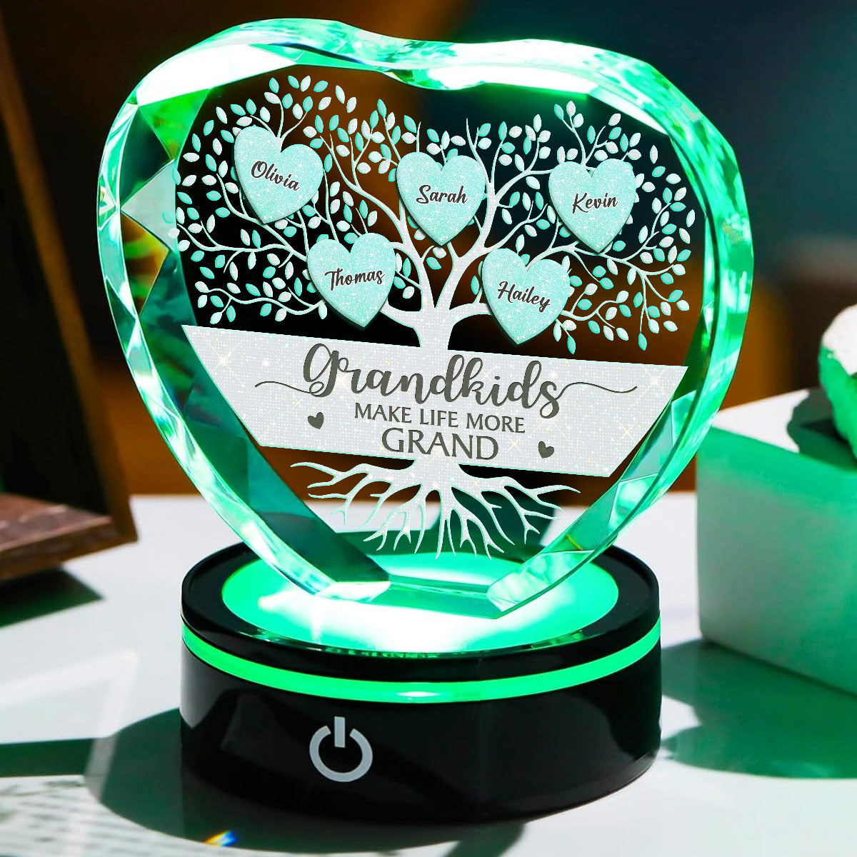 Lovely Grandkids - Personalized Custom Crystal Led Light