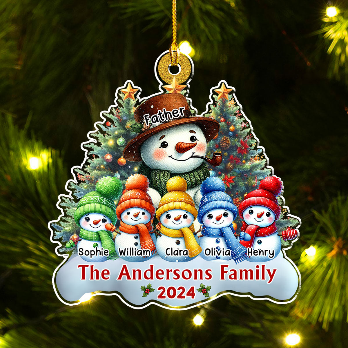 Snowman Family Version 2 - Personalized Custom Acrylic Ornament
