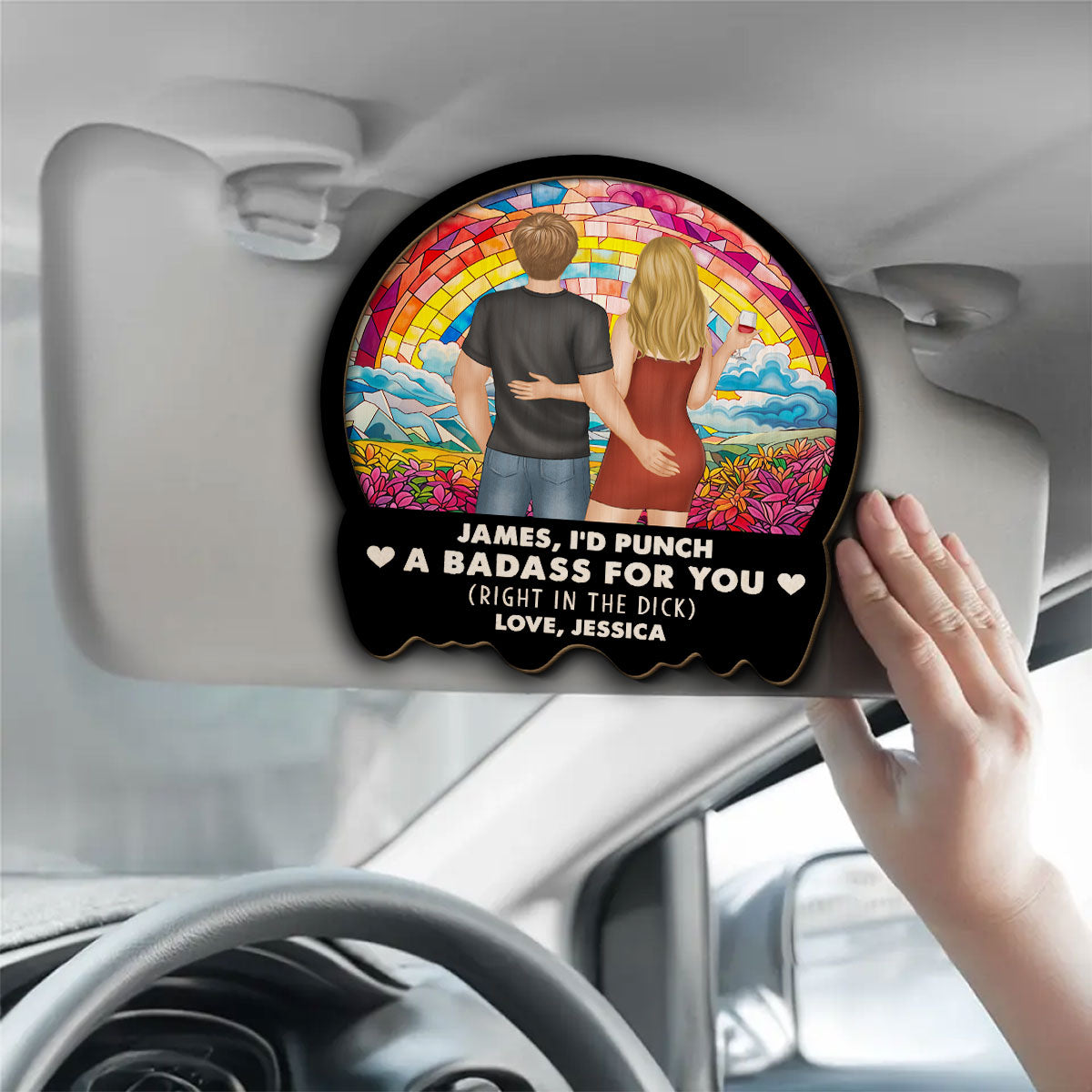 Punch A Badass For You Boyfriend Husband - Personalized Custom Car Visor Clip