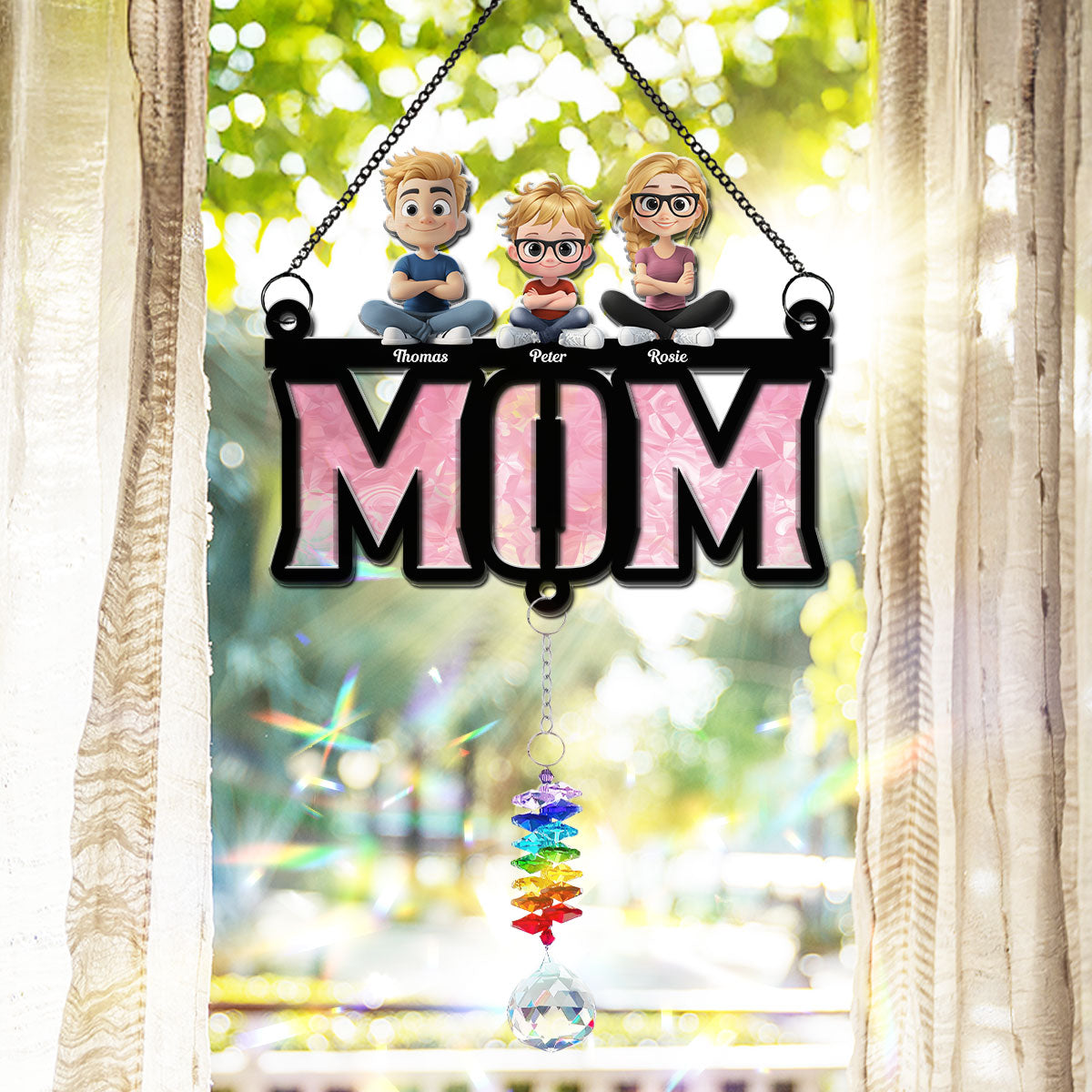 Mother Is Our Sunshine - Personalized Custom Suncatcher With Crystal Rainbow Charm