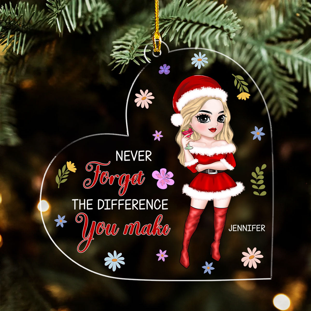 Never Forget The Difference You Make - Personalized Custom Acrylic Ornament
