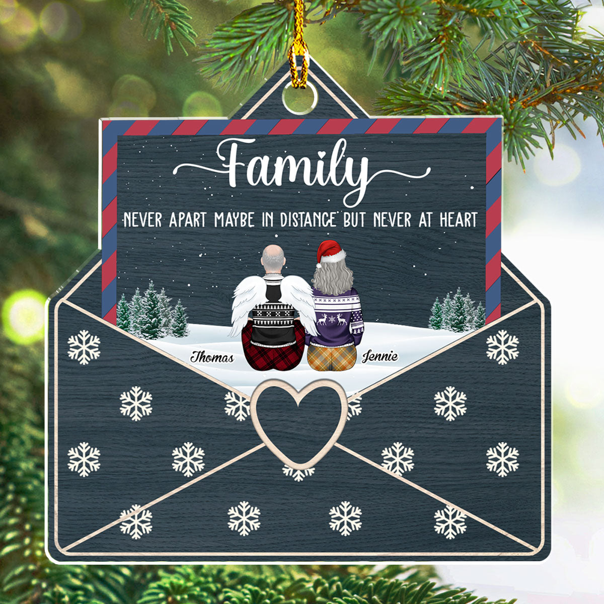 Family Never Apart Maybe In Distance But Never At Heart - Personalized Custom Acrylic Ornament