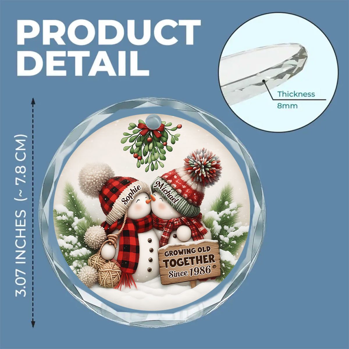 Our Holiday Romance - Personalized Custom Glass Ornament