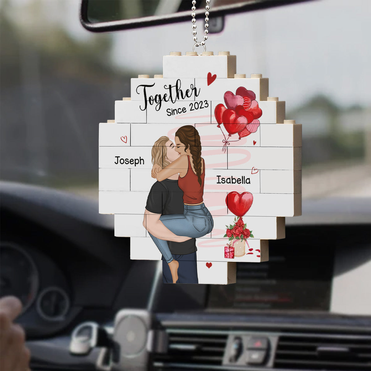 I Love You Forever - Personalized Custom Puzzle Car Ornament