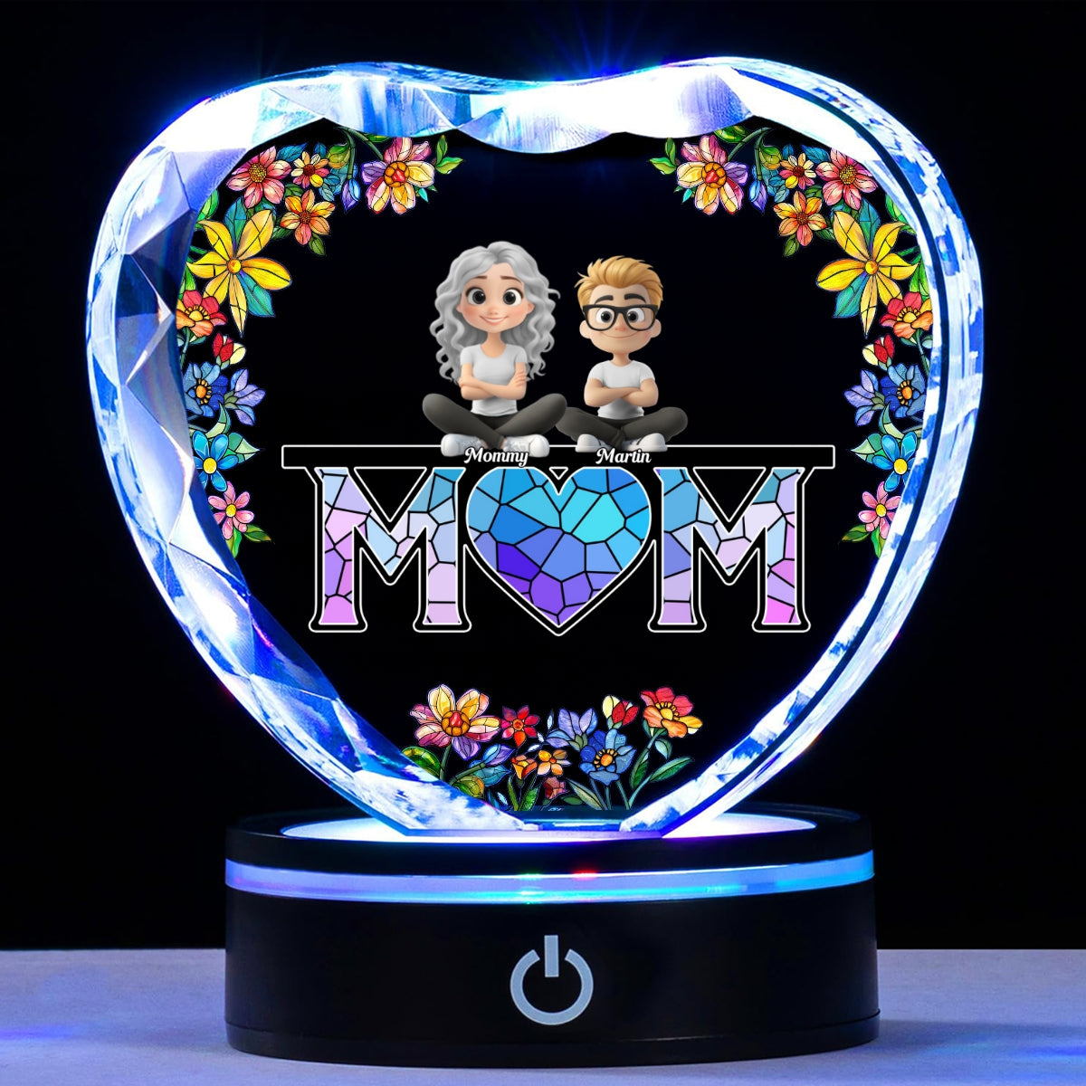 Mommy And Children - Personalized Custom Crystal Led Light