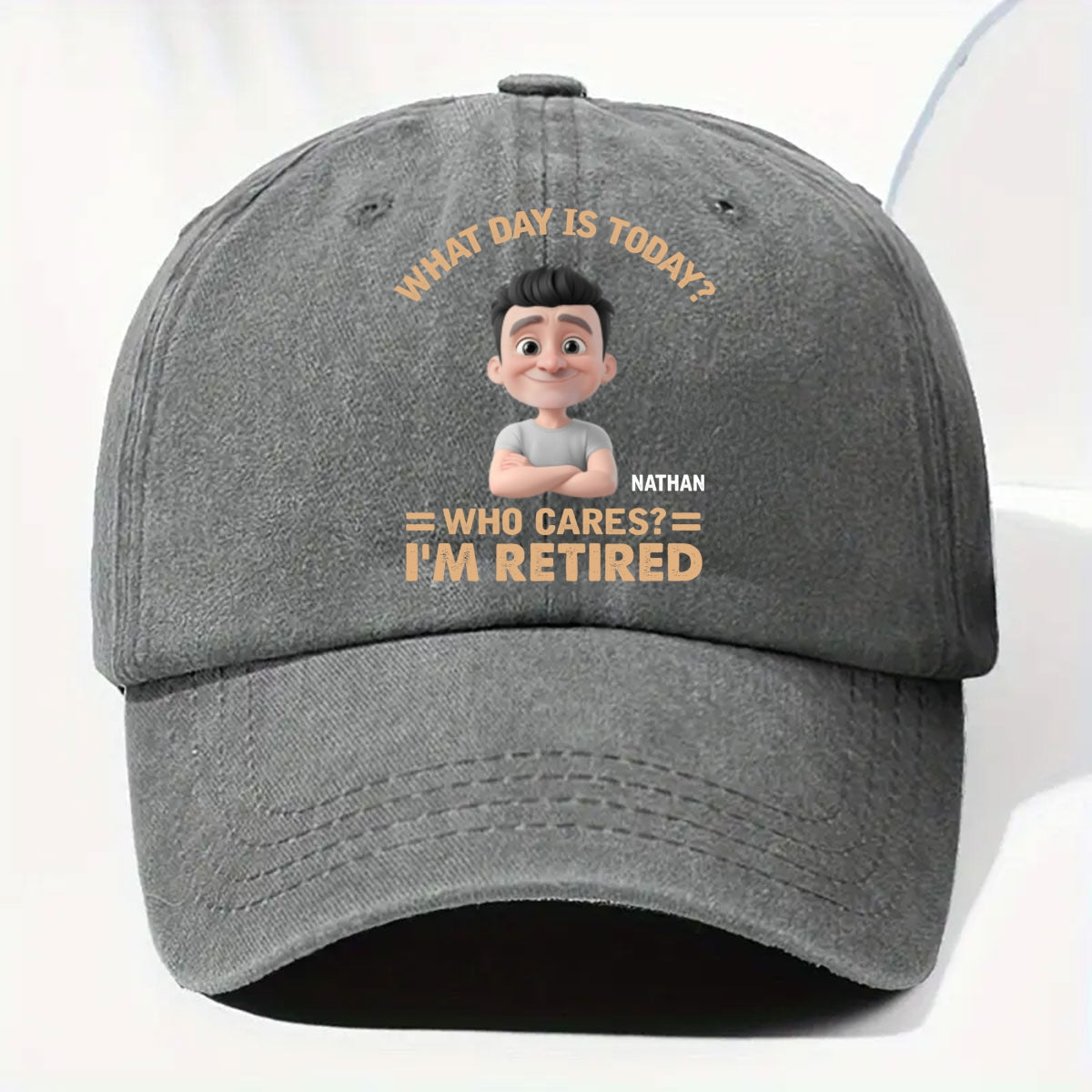 What Day Is Today Who Cares - Personalized Custom Vintage Washed Denim Cap