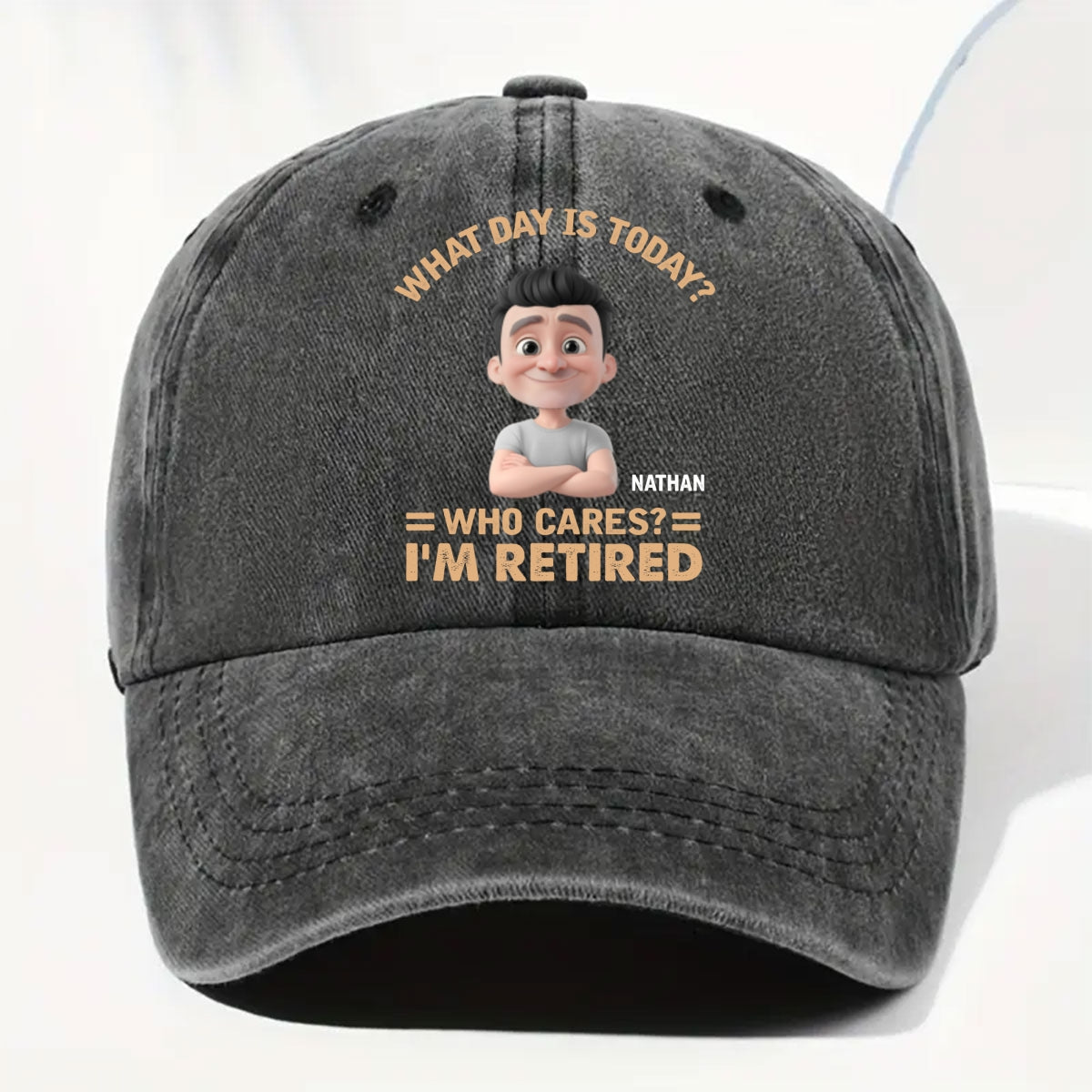 What Day Is Today Who Cares - Personalized Custom Vintage Washed Denim Cap