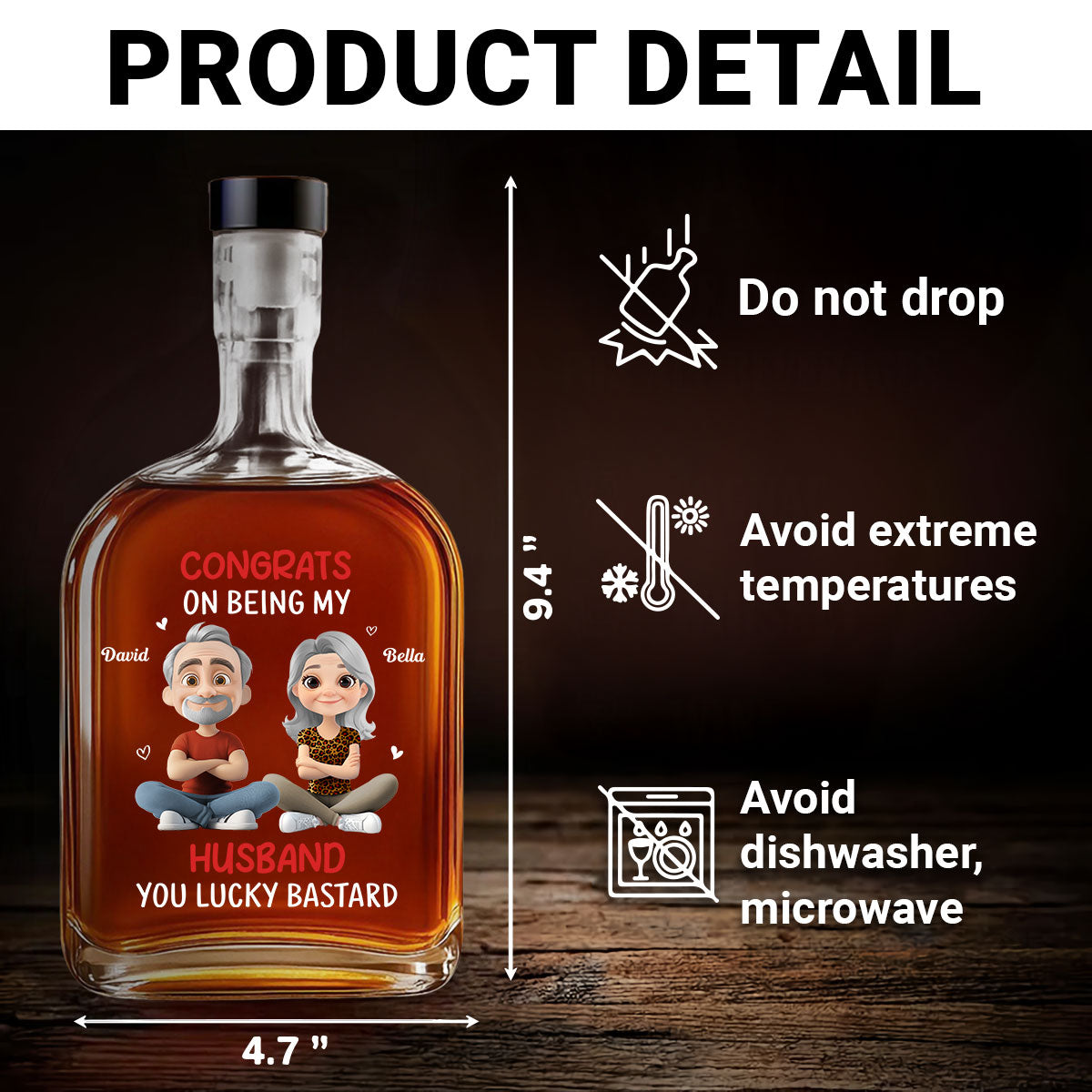 Congrats My Husband - Personalized Custom Spirits Decanter