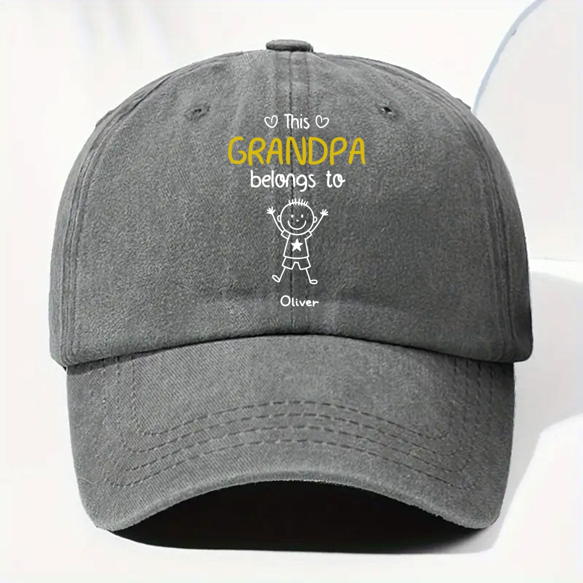 This Grandpa Belongs To Us Ver 2 - Personalized Custom Vintage Washed Denim Cap