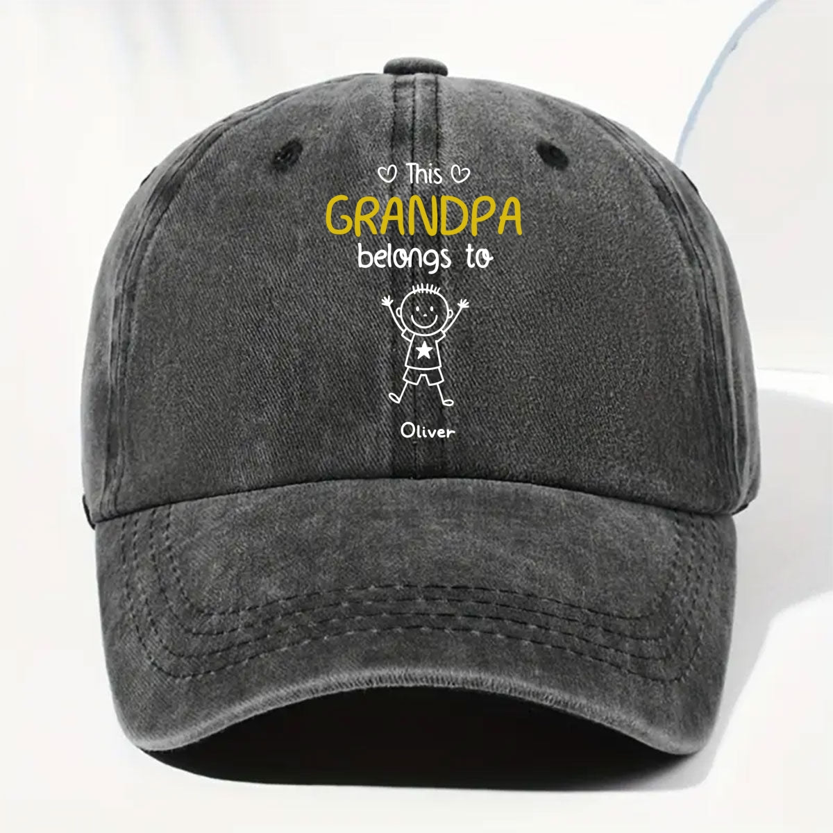 This Grandpa Belongs To Us Ver 2 - Personalized Custom Vintage Washed Denim Cap