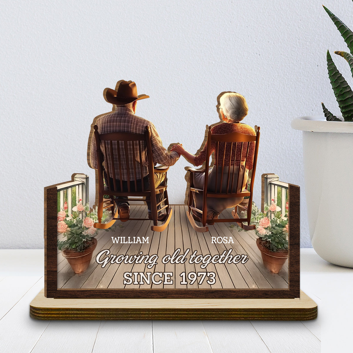 Porchside Bliss - Personalized Custom 2-Layer Wood Plaque With Flat Base