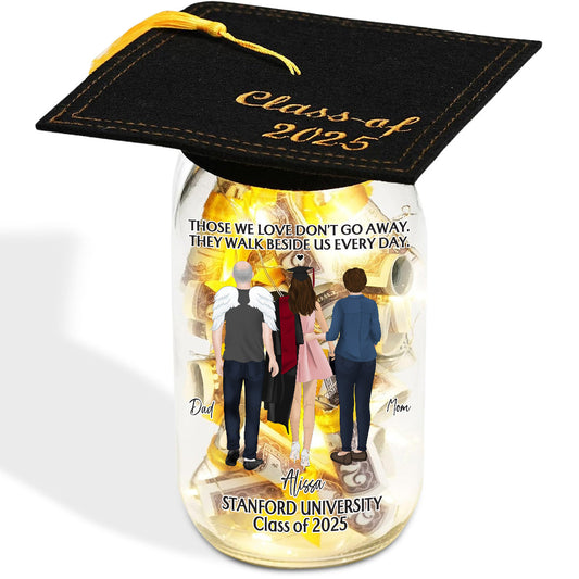 Happy Graduation In Loving Memory - Personalized Custom Graduation Mason Jar Light