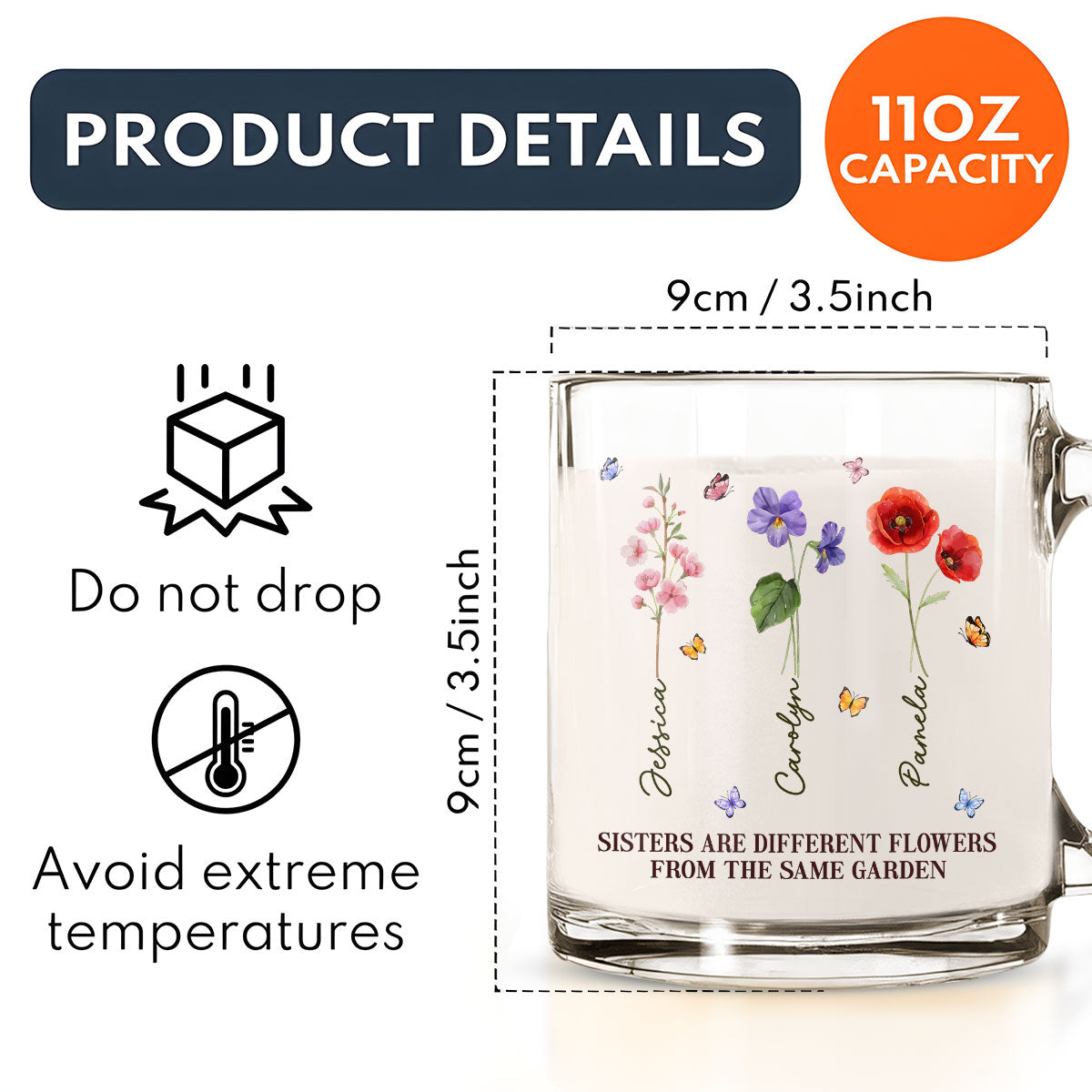 Sisters Are Different Flowers From The Same Garden - Personalized Custom Glass Mug