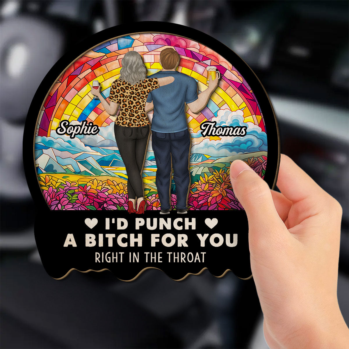 A Punch for Best Friends - Personalized Custom Car Visor Clip
