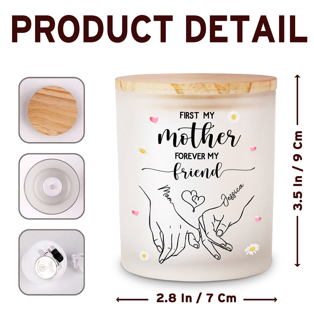 First My Mother Forever My Friend - Personalized Custom Glass Jar With LED Candle