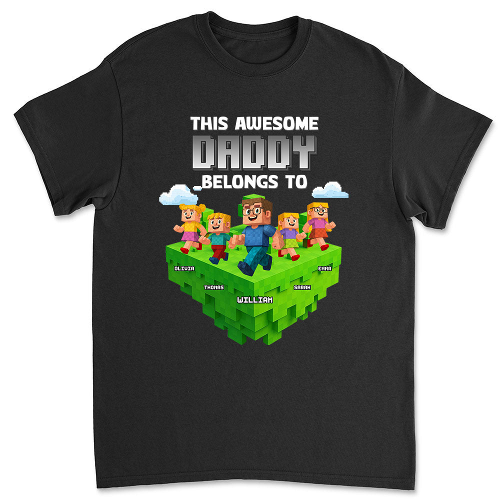 Block World Dad And Kids - Personalized Custom Shirt