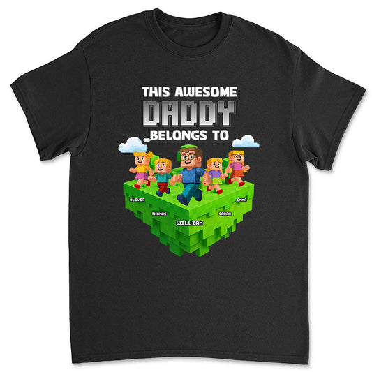 Block World Dad And Kids - Personalized Custom Shirt