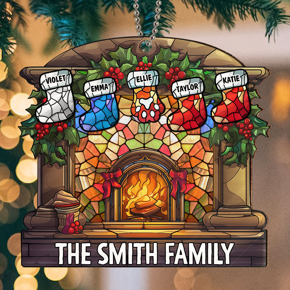 Warm Stockings - Personalized Custom Suncatcher Ornament