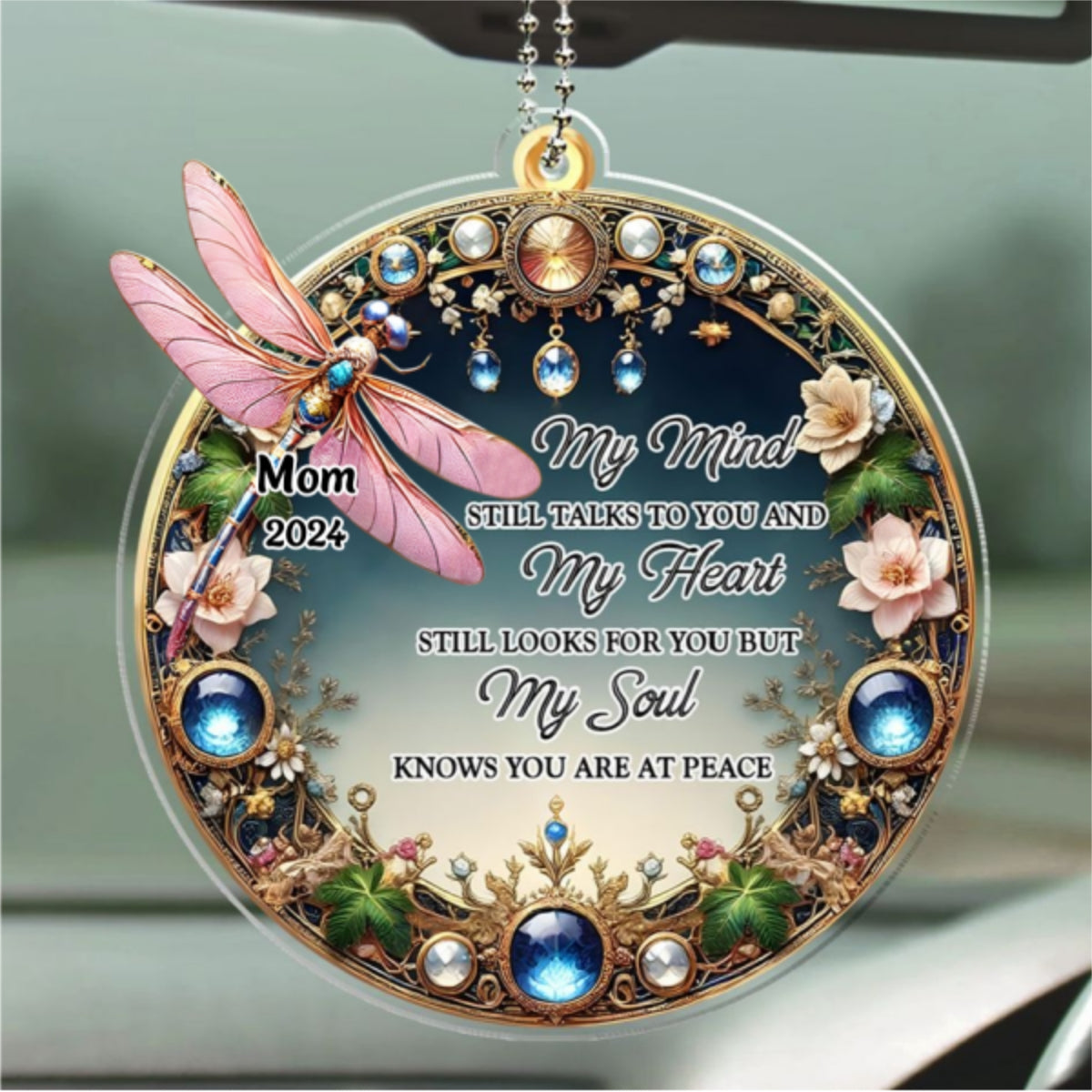 My Mind My Heart My Soul Dragonfly - Personalized Custom Car Ornament