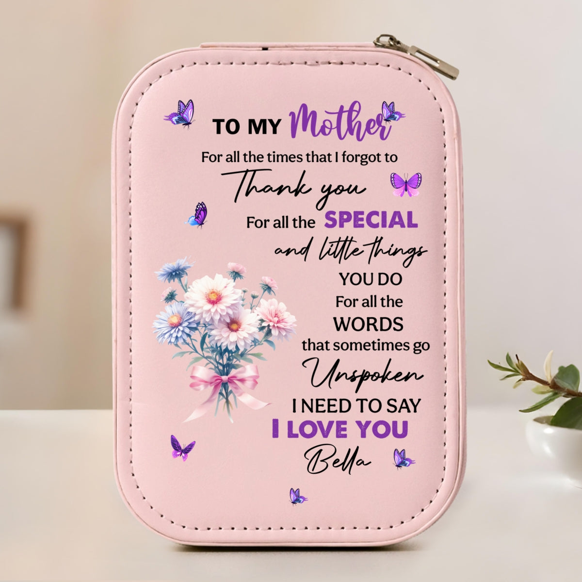 Thank You Mom For All The Special Things - Personalized Custom Jewelry Box With LED Mirror