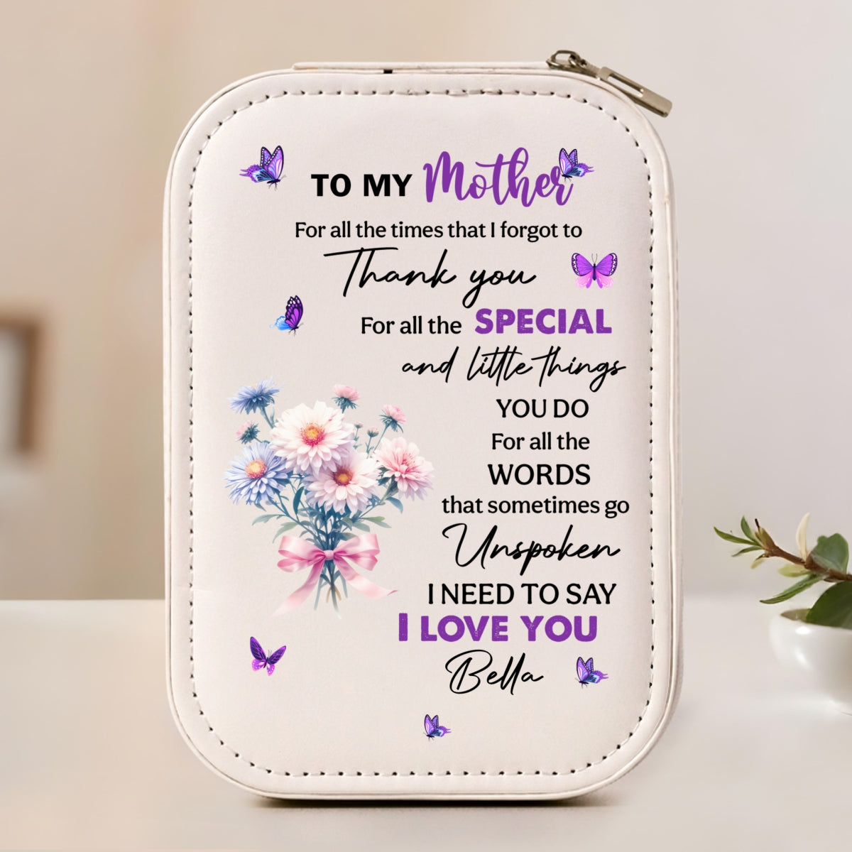 Thank You Mom For All The Special Things - Personalized Custom Jewelry Box With LED Mirror
