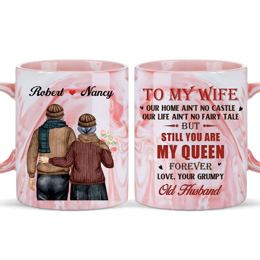 You Are My Queen Forever - Personalized Custom Pink Marble Mug