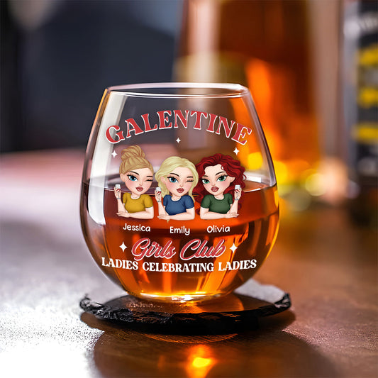 Galentine Girls Club - Personalized Custom Wine Glass