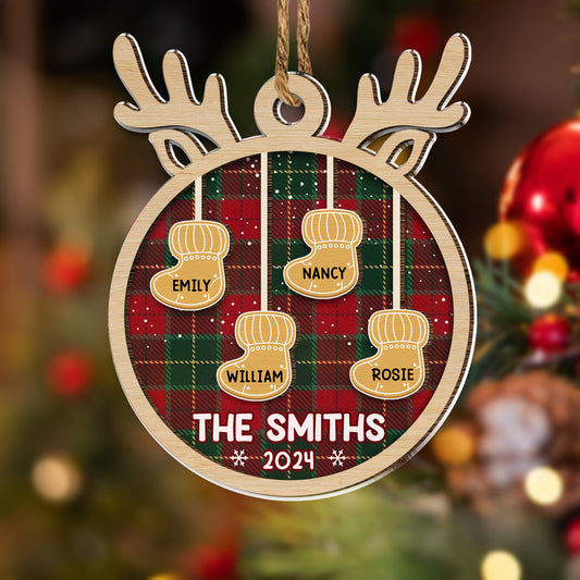 Ginger Family Christmas - Personalized Custom Wood And Acrylic Ornament