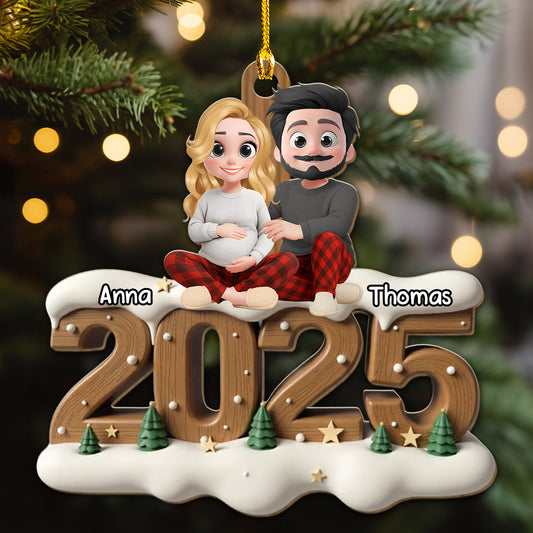 Expecting Parents - Personalized Custom 3D Effect Wood Ornament