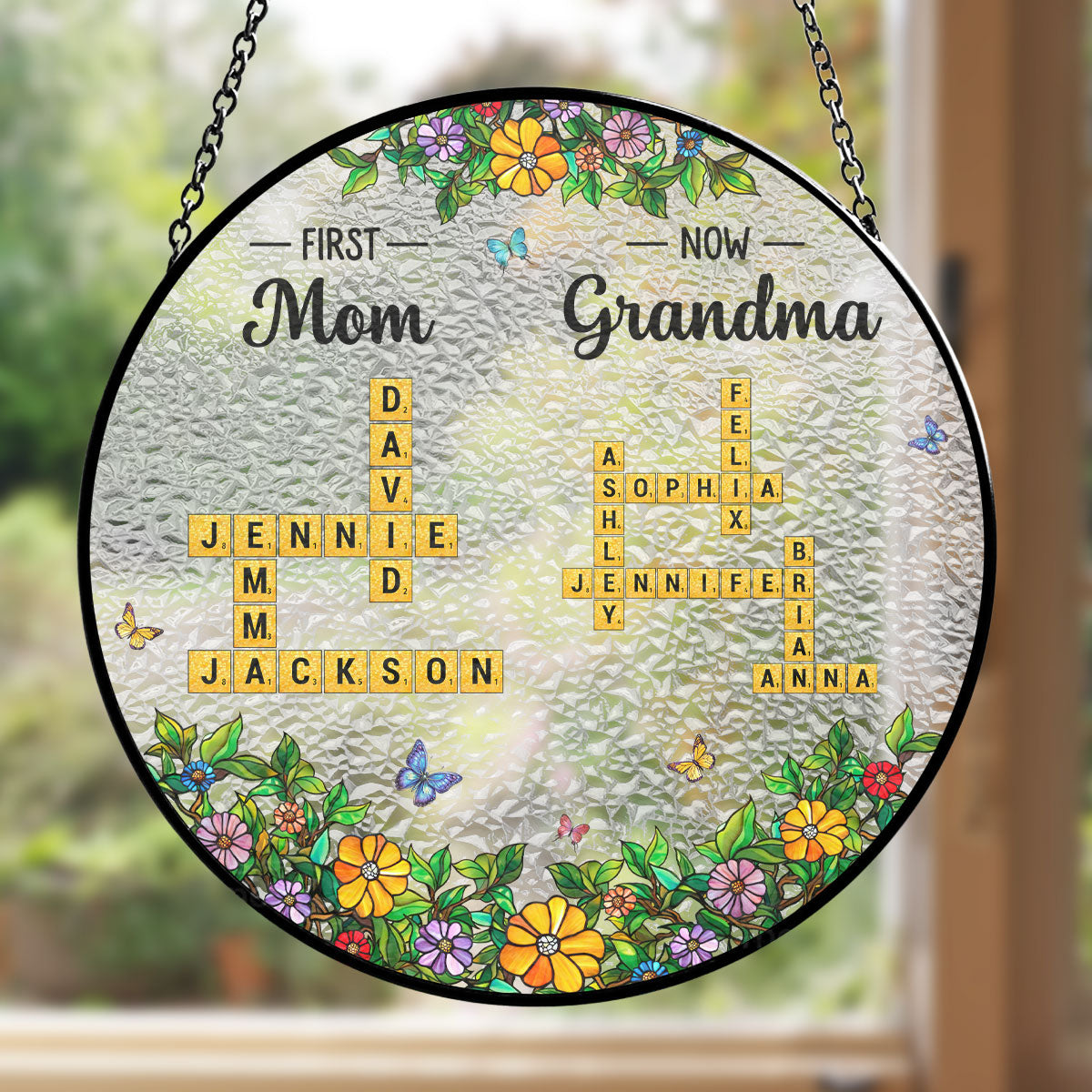 Mom And Grandma - Personalized Custom Window Hanging Suncatcher