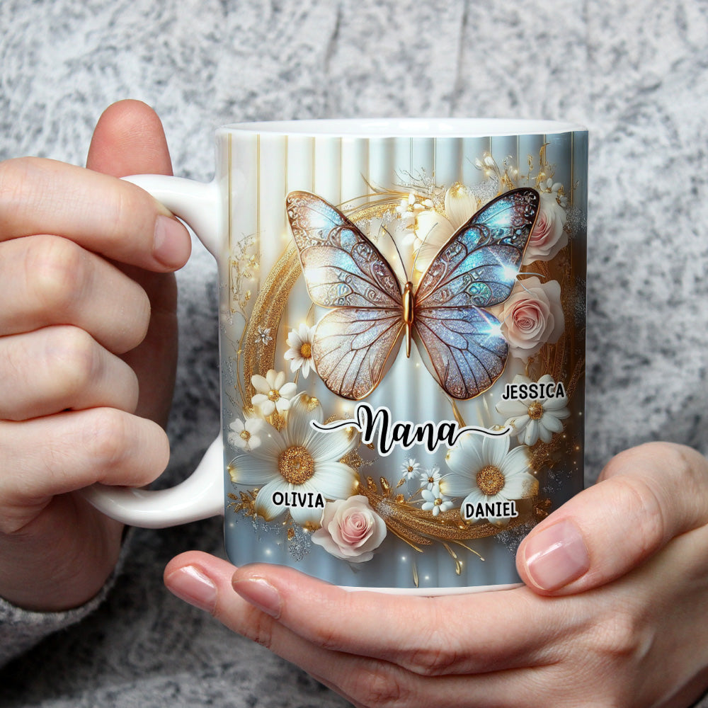 Grandma And Grandkids Beautiful - Personalized Custom 3D Effect Coffee Mug