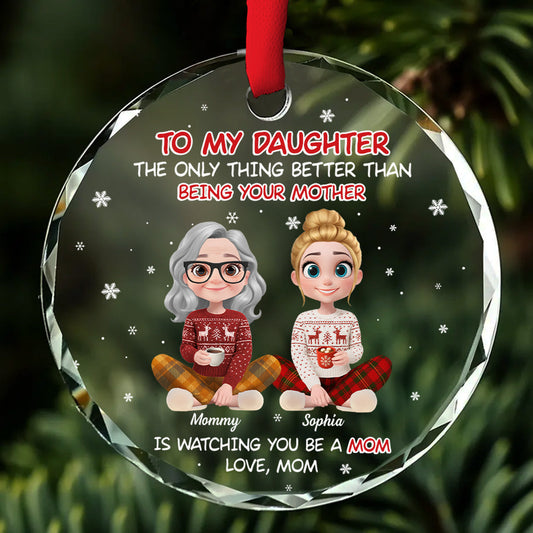 Watching You Become A Mother - Personalized Custom Glass Ornament