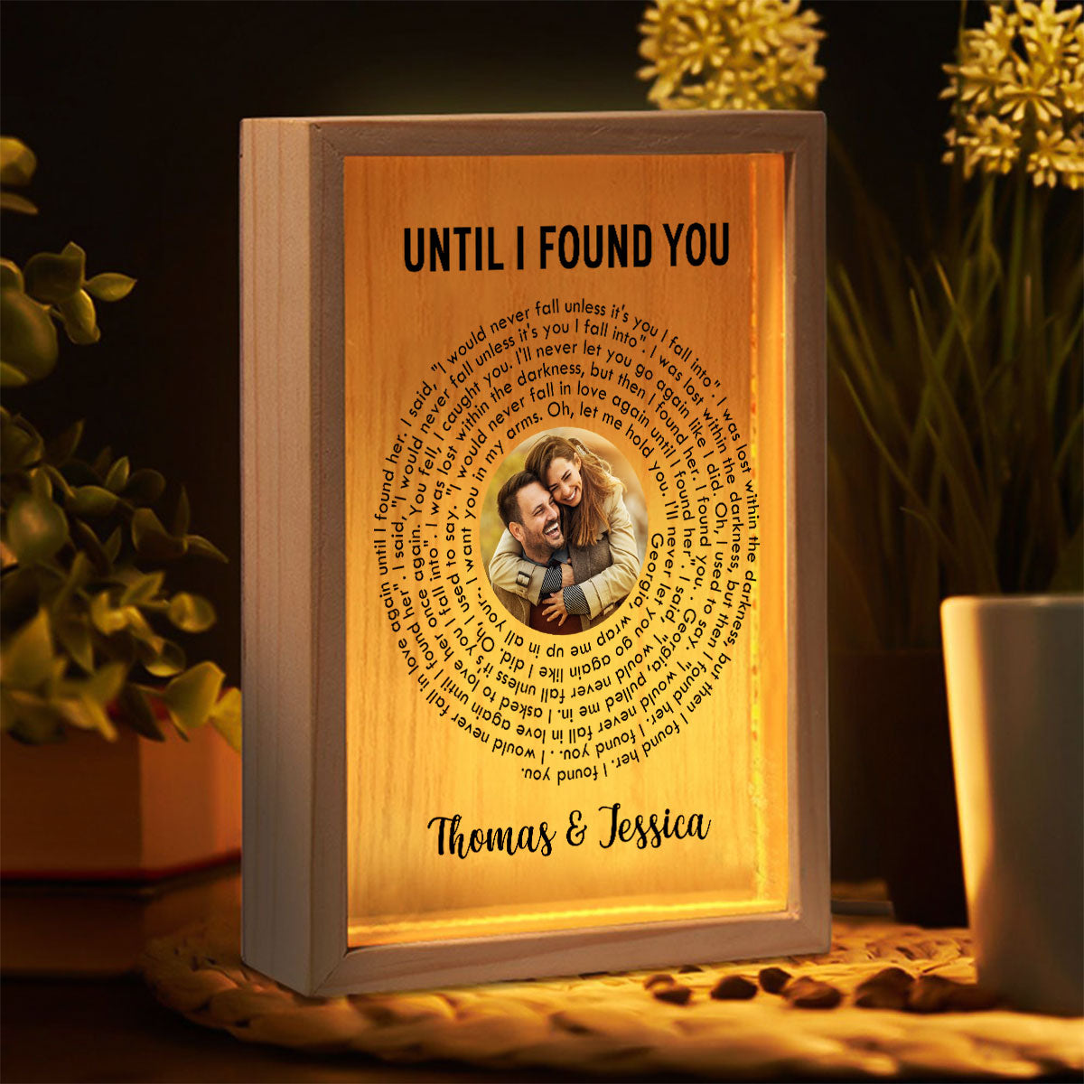 Custom Couple Photo And Favorite Spiral Song Lyrics - Personalized Frame Light Box