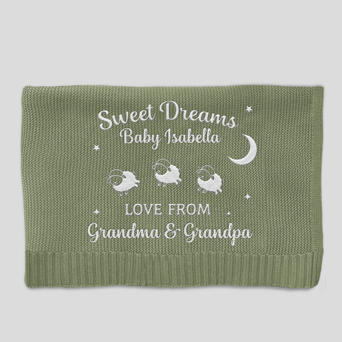 Love From Grandma - Personalized Custom Embroidered Knitted Baby Blanket