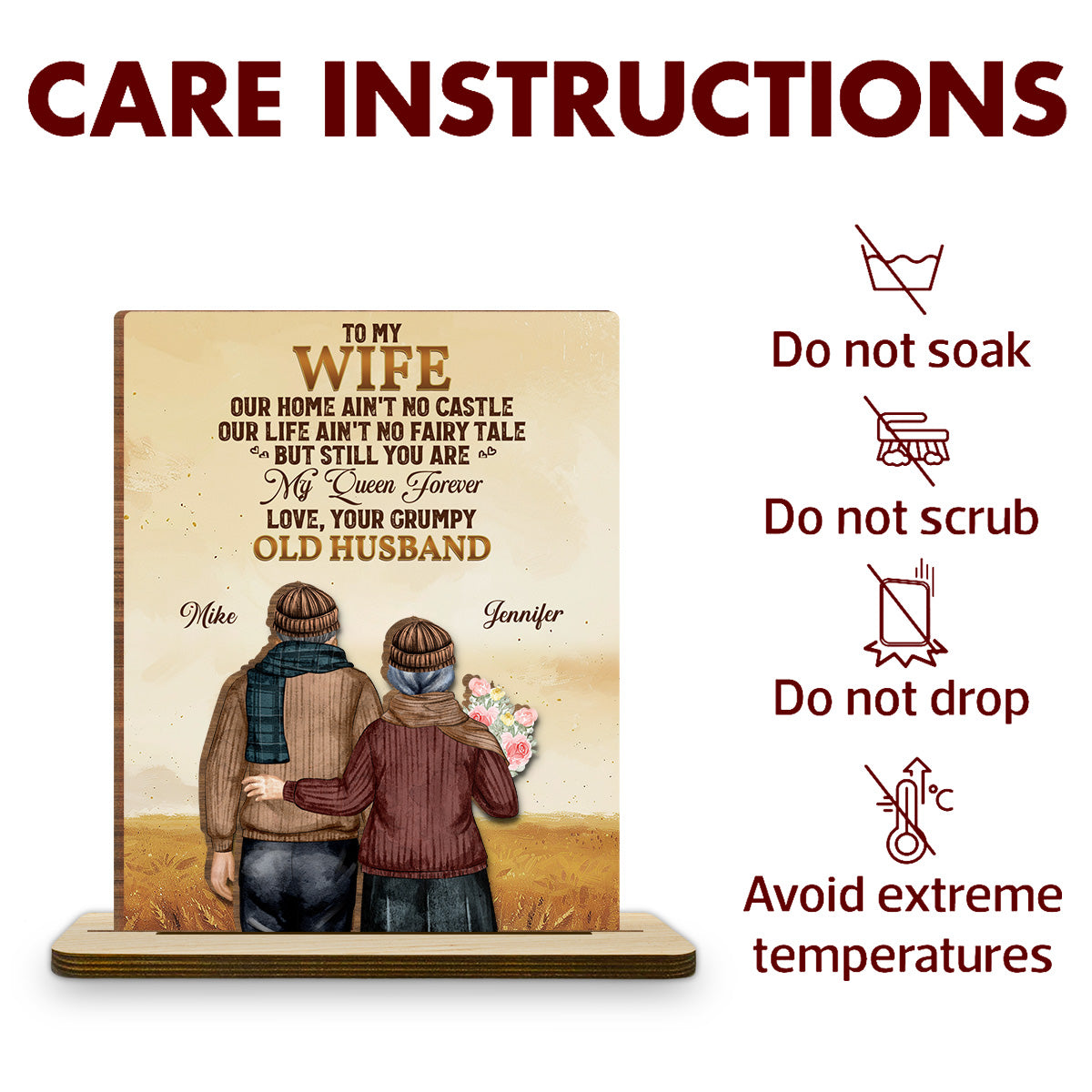 To My Wife You Are My Queen Forever - Personalized Custom 2-Layer Wood Plaque With Flat Base