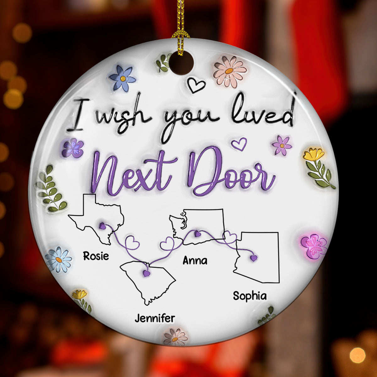 I Wish We Lived Closer More Friends Version - Personalized Custom 3D Inflated Effect Ceramic Ornament