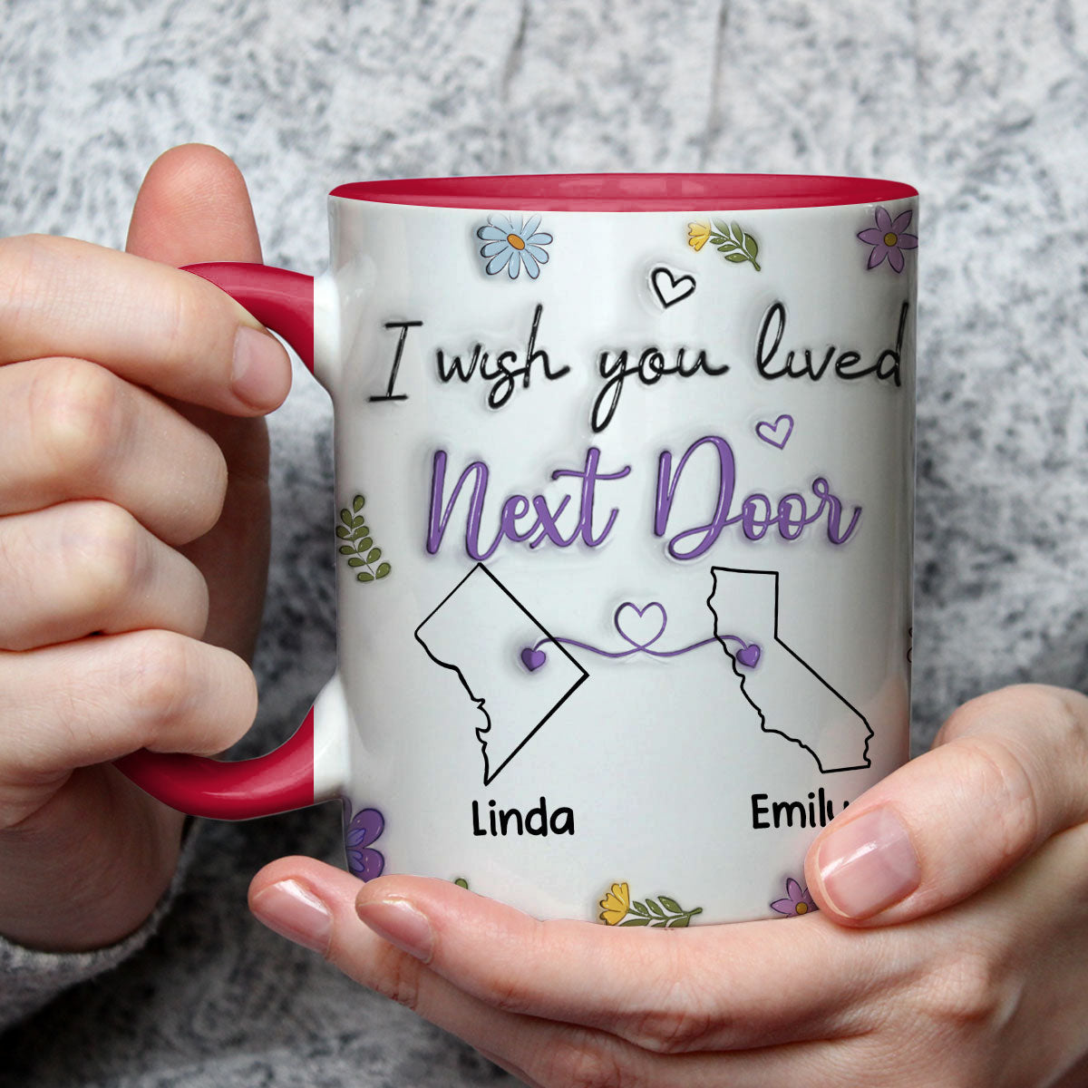 I Wish We Lived Closer - Personalized Custom Accent Mug