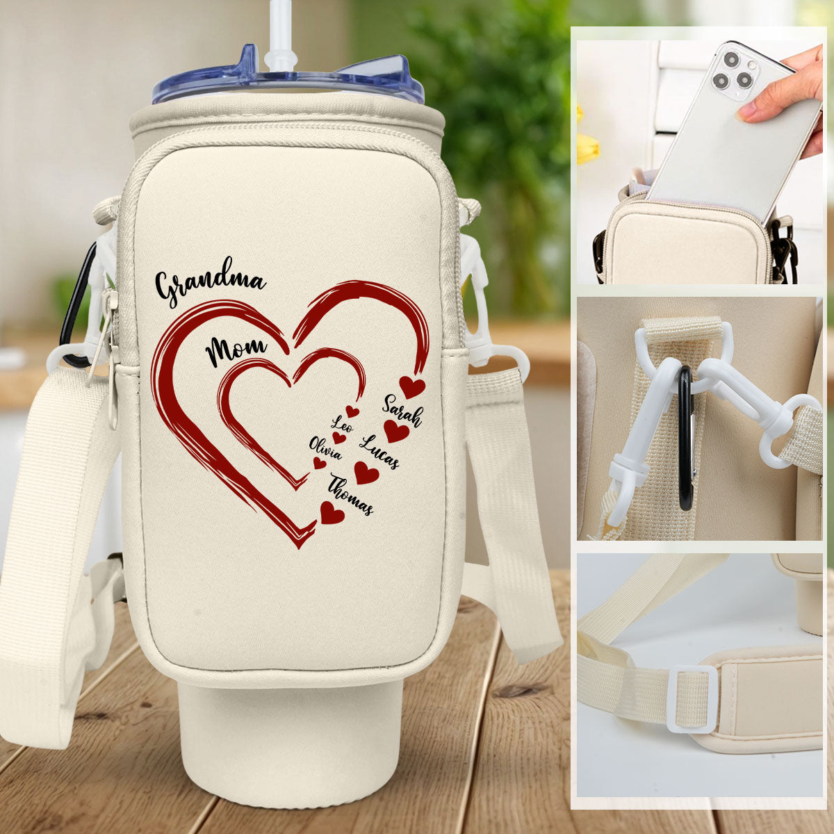 Kids And Grandkids Make Life Grand - Personalized Custom Water Bottle Carrier Bag