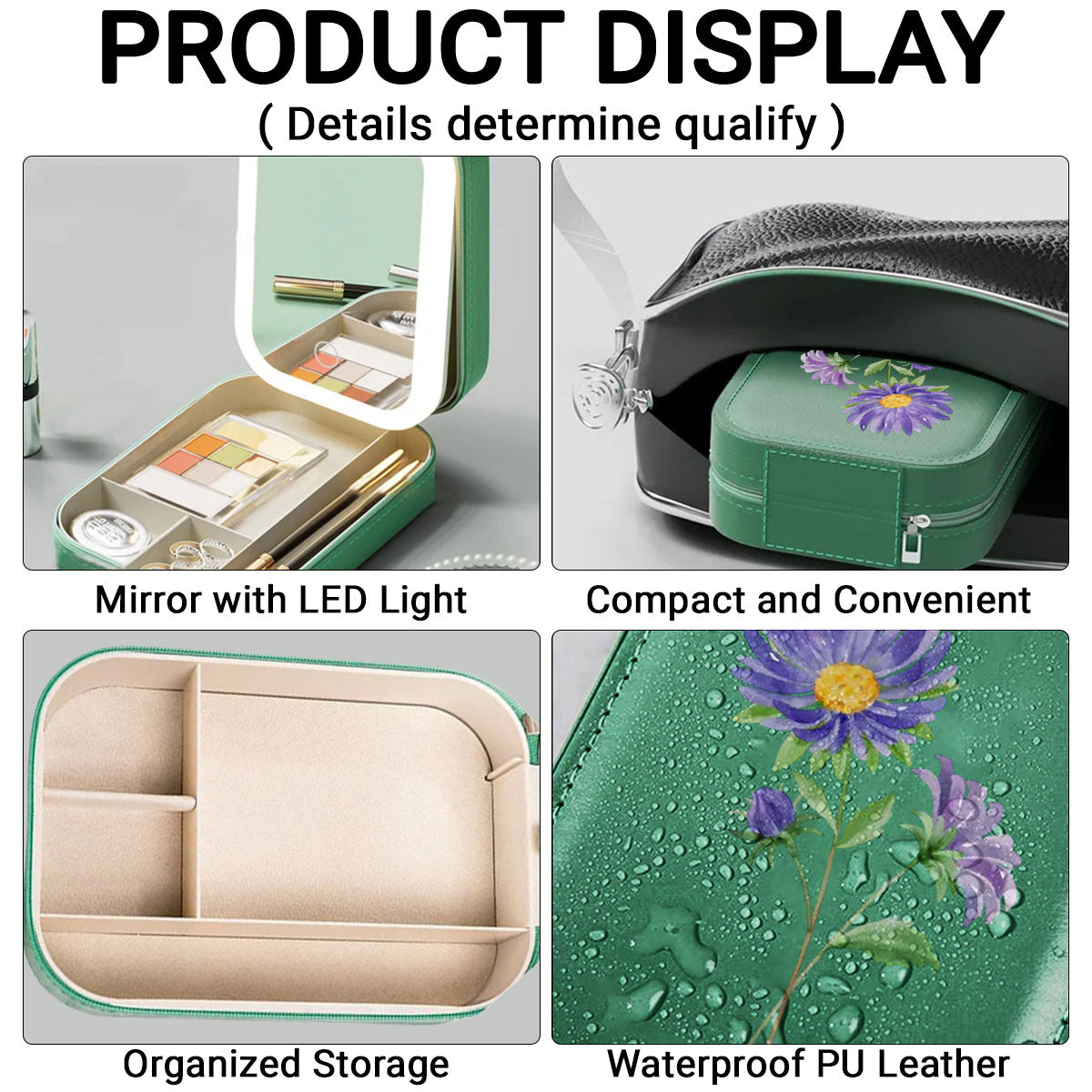 Birth Month Flower Version 2 - Personalized Custom Jewelry Box With LED Mirror