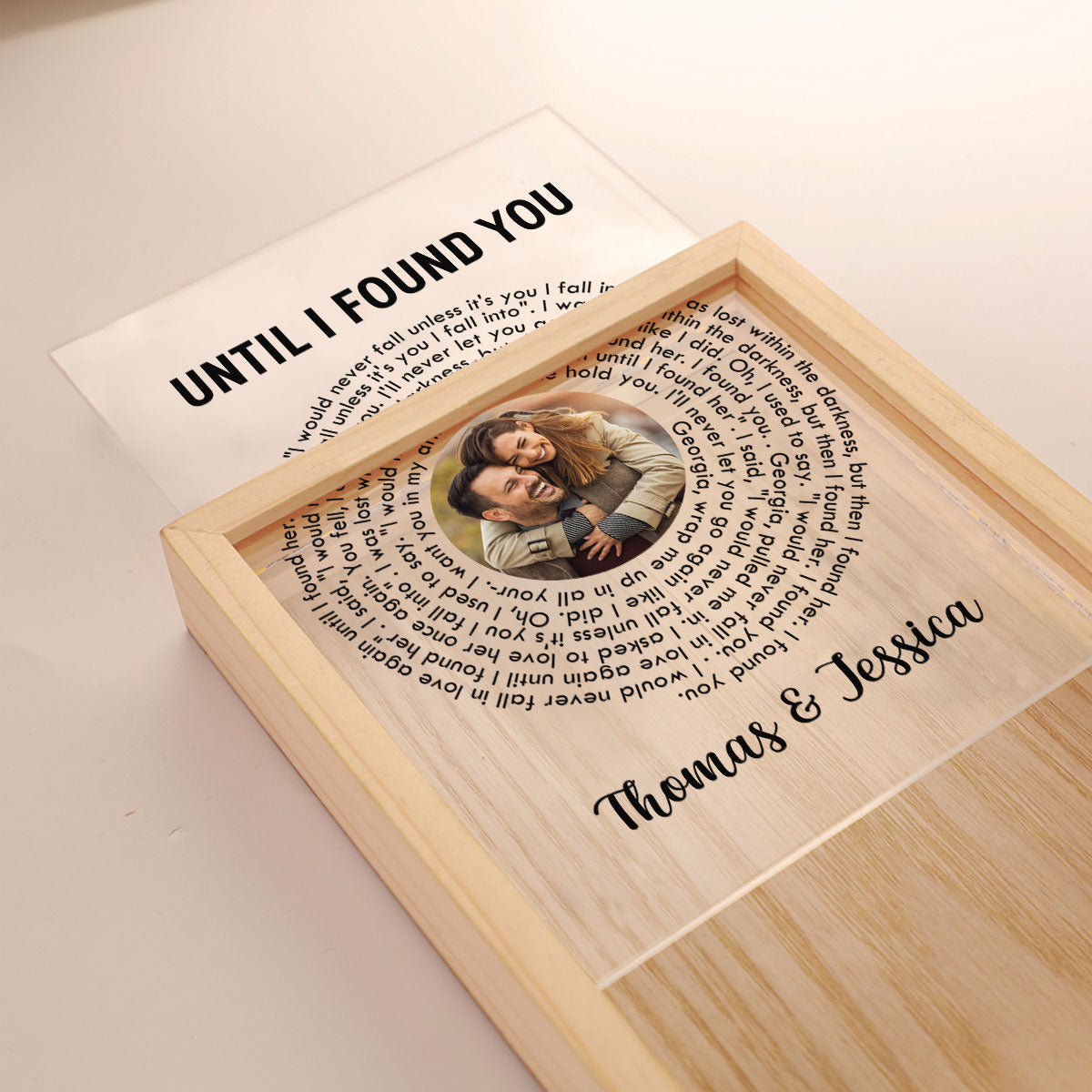 Custom Couple Photo And Favorite Spiral Song Lyrics - Personalized Frame Light Box
