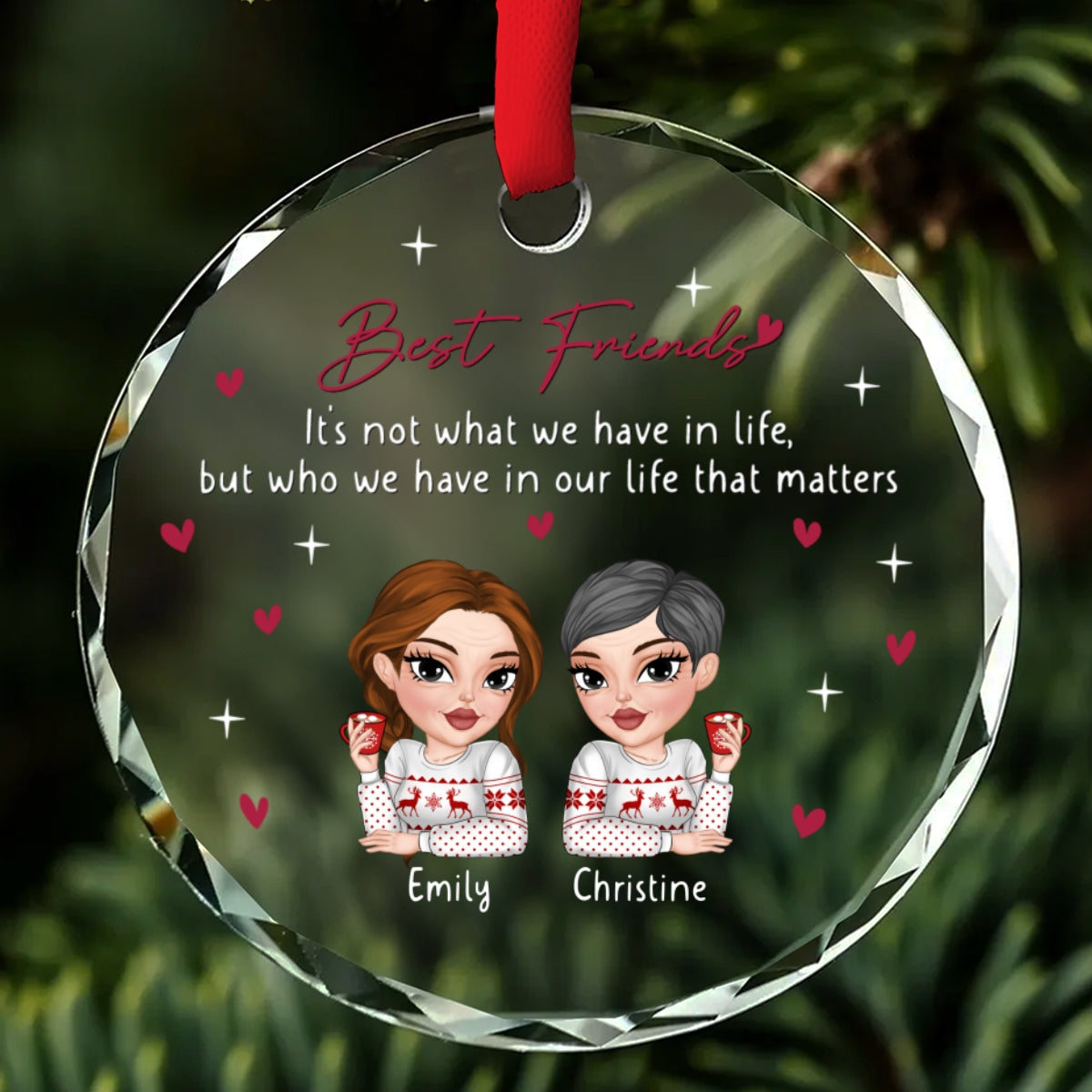 Best Friends In Our Life - Personalized Custom Glass Ornament
