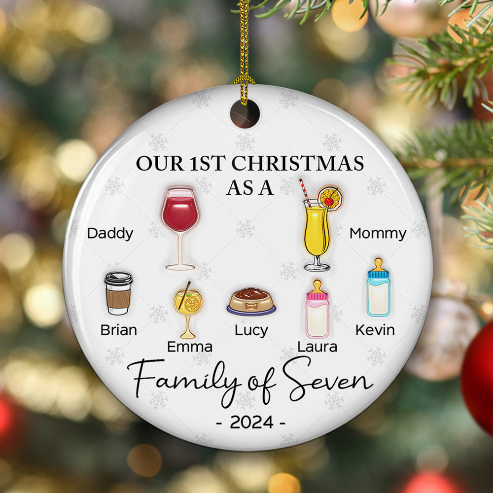 Cheering First Christmas As A Family - Personalized Custom 3D Inflated Effect Ceramic Ornament