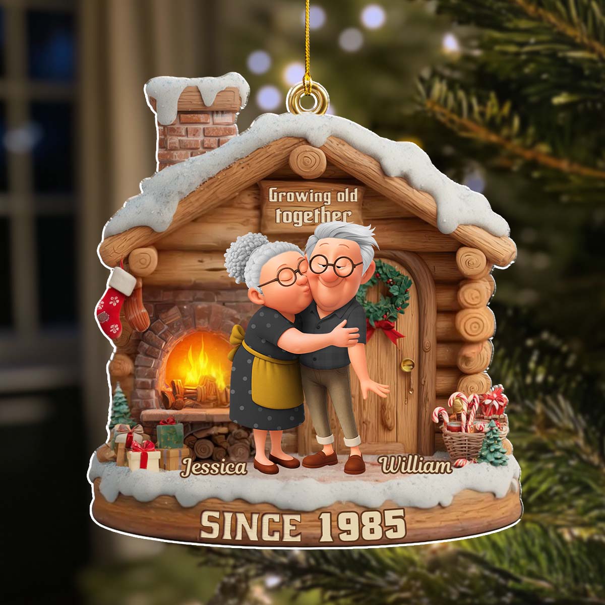 Growing Old Together Christmas - Personalized Custom Acrylic Ornament