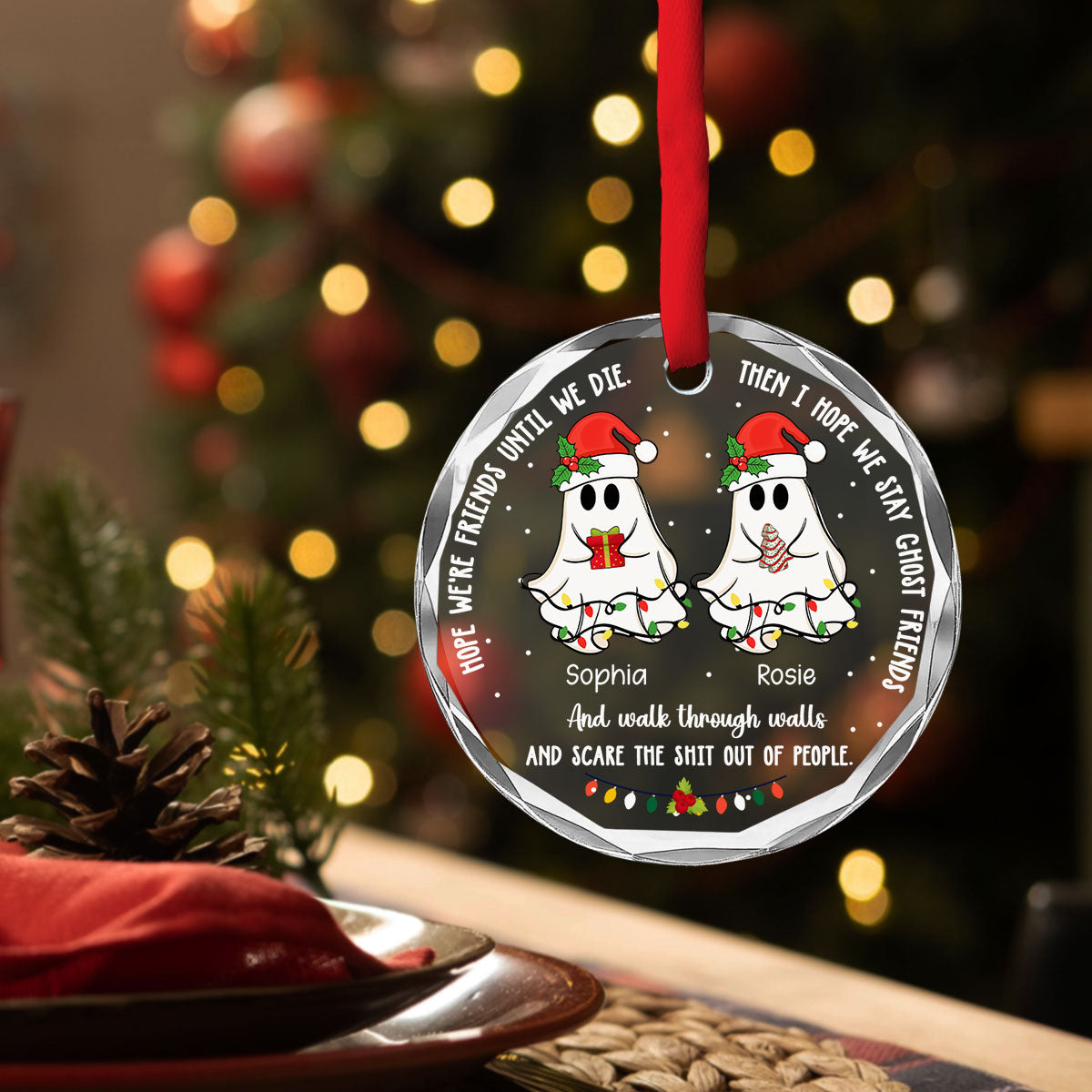 Ghost Friends - Personalized Custom Glass Ornament