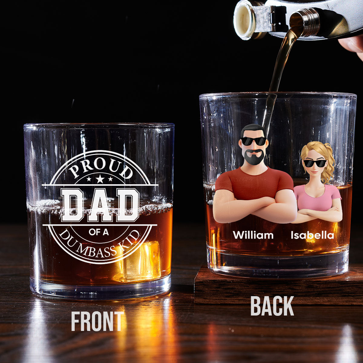 Proud Father - Personalized Custom Whiskey Glass