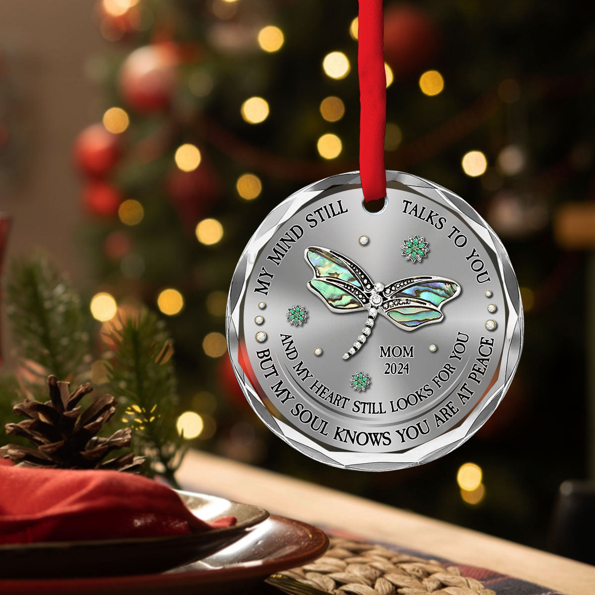 Dragonfly My Mind My Heart My Soul - Personalized Custom Glass Ornament