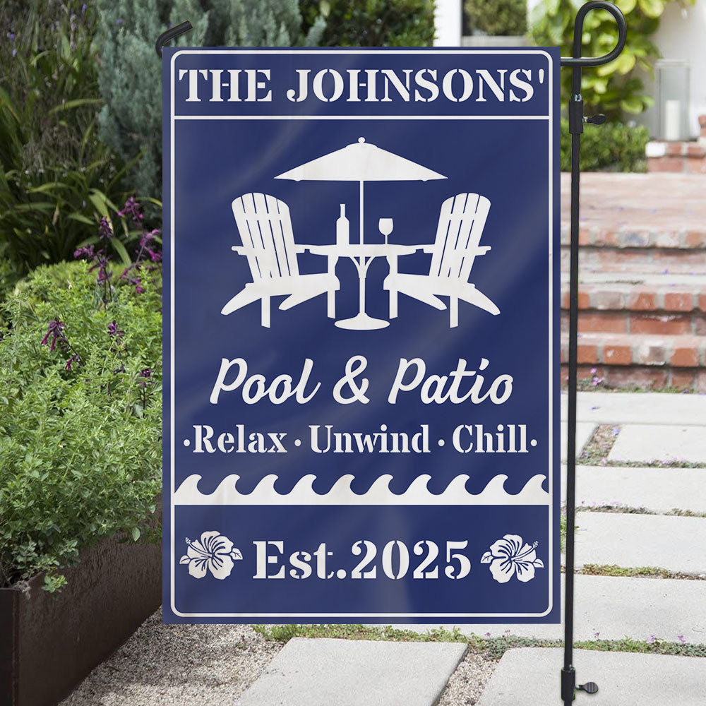 Welcome To Our Backyard Oasis - Personalized Custom Flag