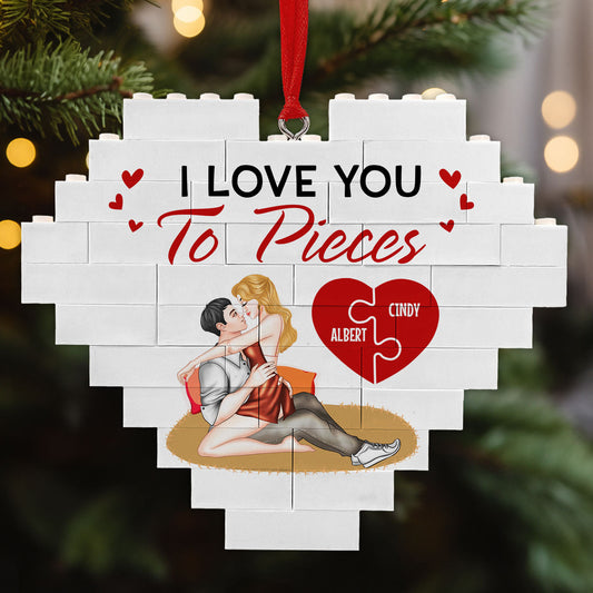 I Love You To Pieces - Personalized Custom Heart Puzzle Ornament